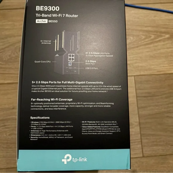 TP-Link BE9300 Wi-Fi 7 Router - Black